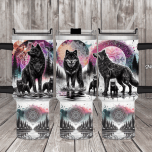 Pink Wolf Custom Stanley Quencher 40oz Stainless Steel Tumbler With Handle