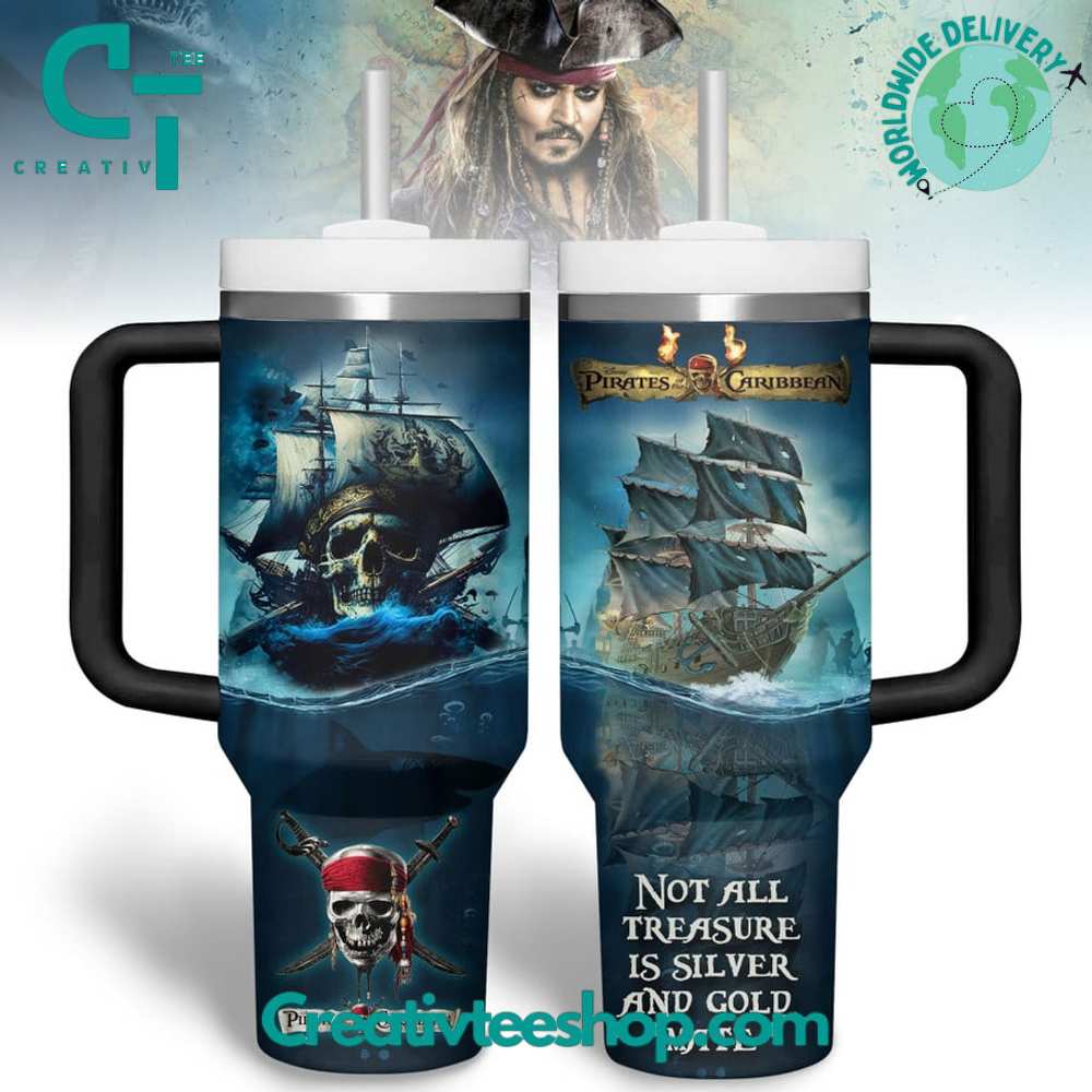 Pirates of the Caribbean Movies Custom Stanley Quencher 40oz Stainless Steel Tumbler With Handle