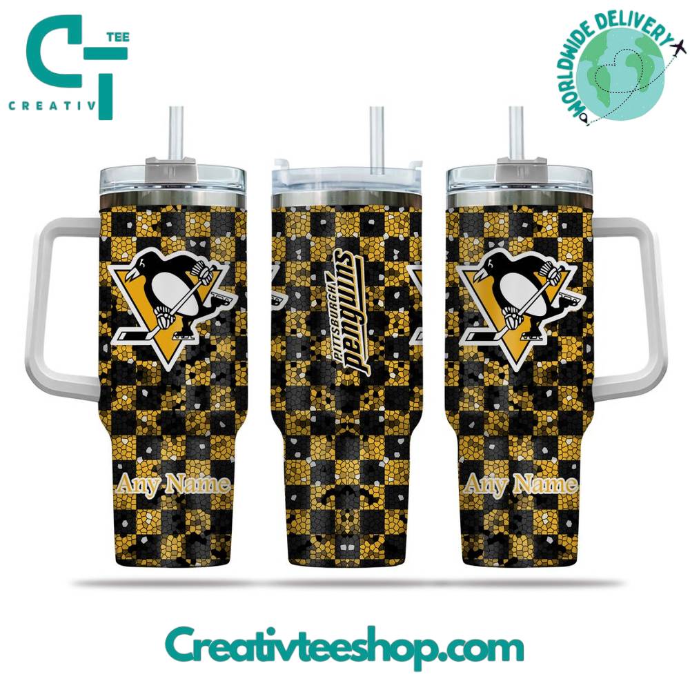 Pittsburgh Penguins NHL Custom Stanley Quencher 40oz Stainless Steel Tumbler With Handle
