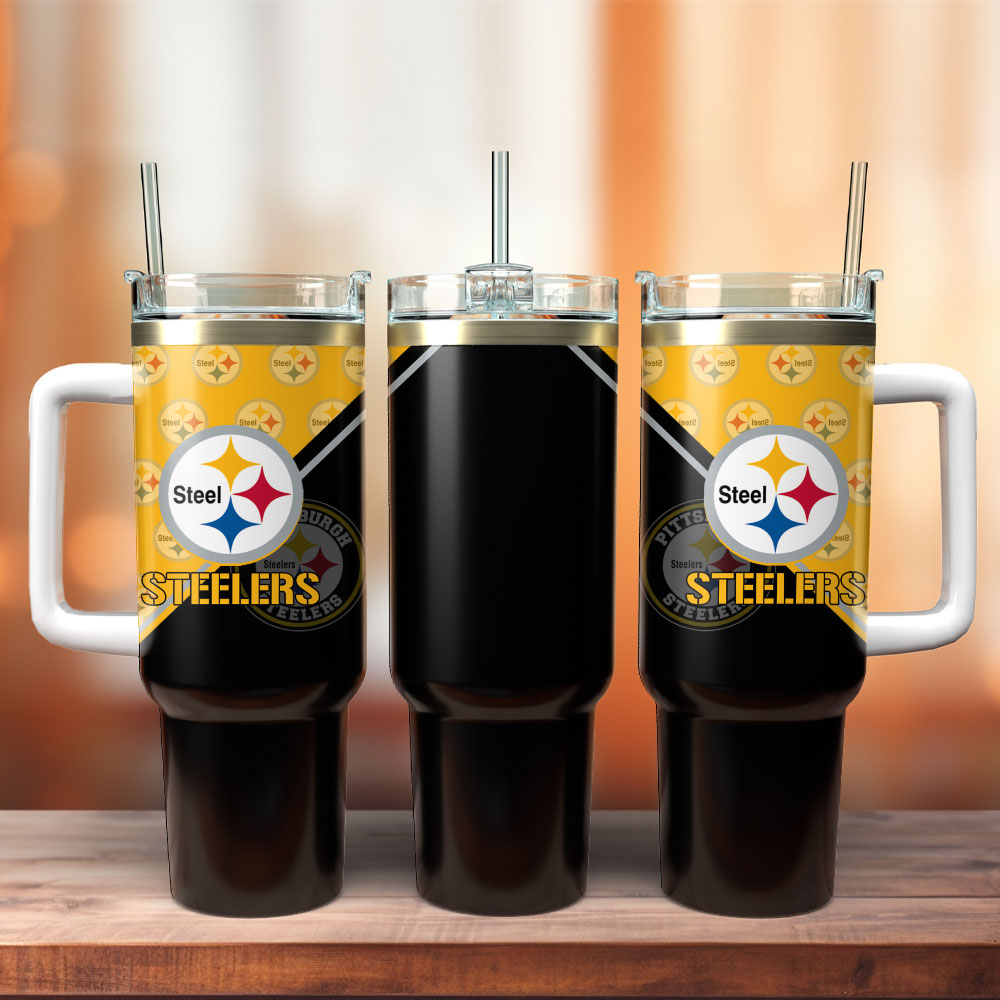 Pittsburgh Steelers Football NFL Sport Custom Stanley Quencher 40oz Stainless Steel Tumbler With Handle