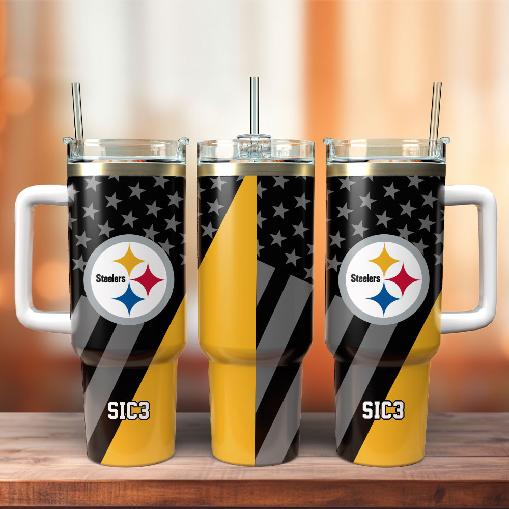 Pittsburgh Steelers Football NFL Sport Custom Stanley Quencher 40oz Stainless Steel Tumbler With Handle