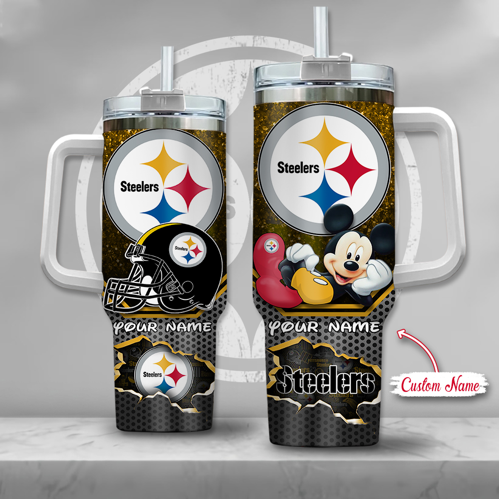 Pittsburgh Steelers NFL Custom Stanley Quencher 40oz Stainless Steel Tumbler With Handle