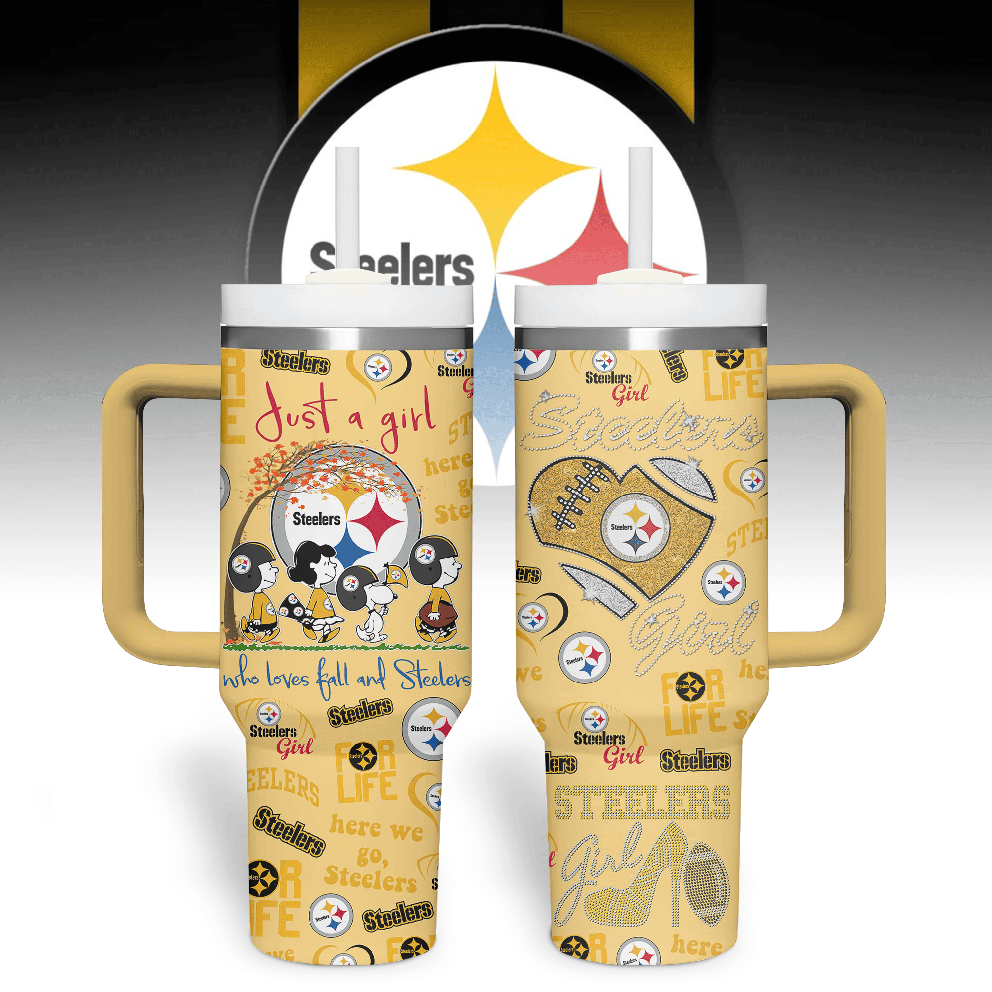 Pittsburgh Steelers NFL Custom Stanley Quencher 40oz Stainless Steel Tumbler With Handle