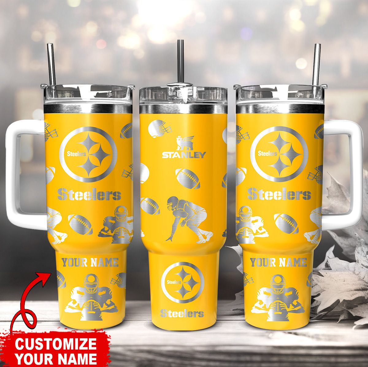 Pittsburgh Steelers NFL Custom Stanley Quencher 40oz Stainless Steel Tumbler With Handle