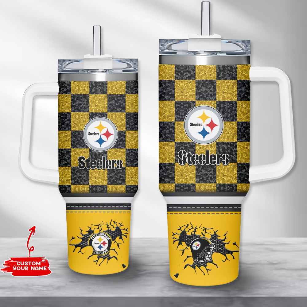 Pittsburgh Steelers NFL Custom Stanley Quencher 40oz Stainless Steel Tumbler With Handle