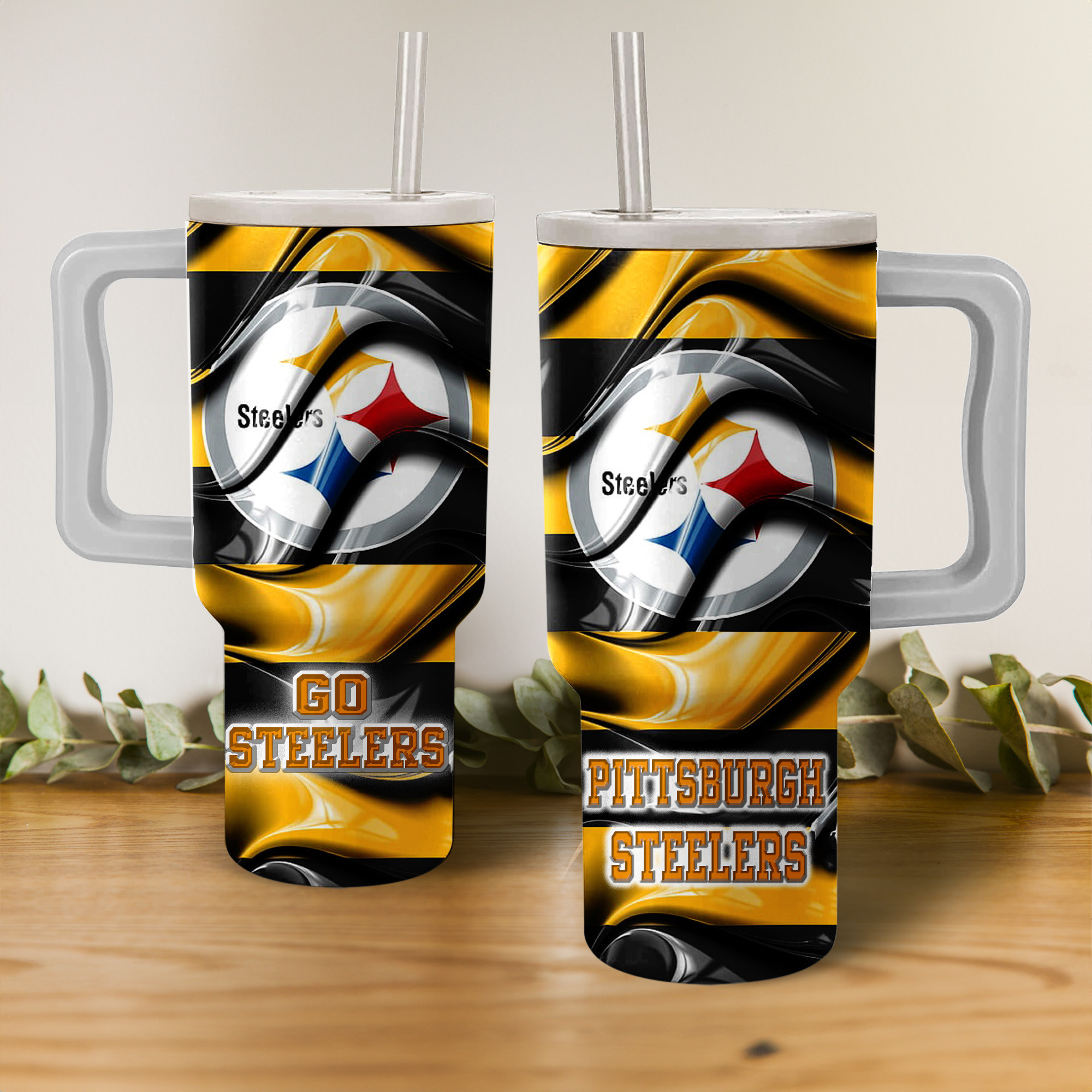 Pittsburgh Steelers NFL Custom Stanley Quencher 40oz Stainless Steel Tumbler With Handle