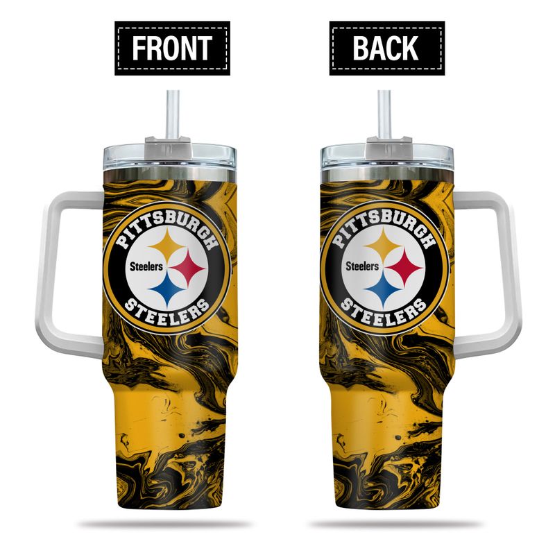 Pittsburgh Steelers NFL Custom Stanley Quencher 40oz Stainless Steel Tumbler With Handle