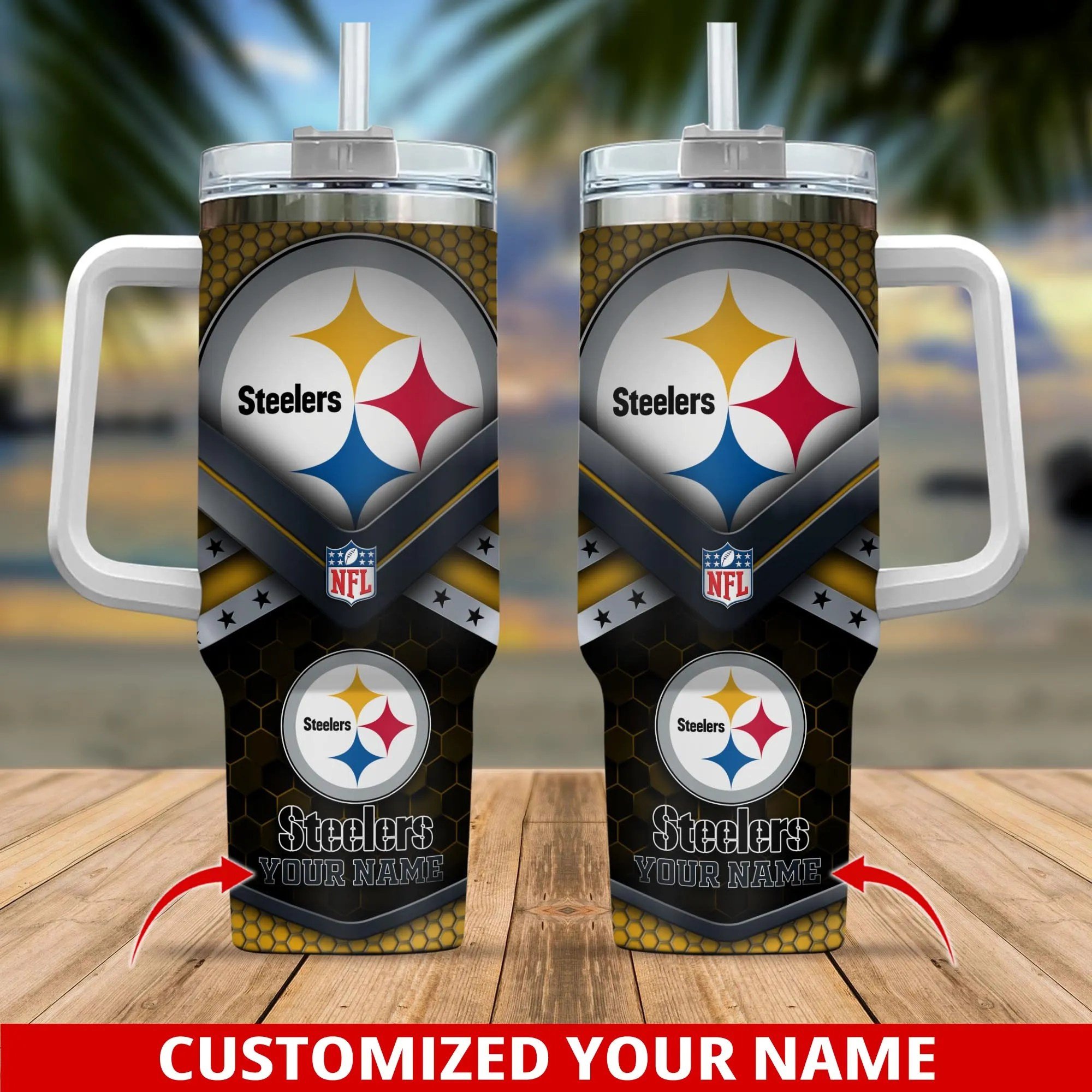 Pittsburgh Steelers NFL Custom Stanley Quencher 40oz Stainless Steel Tumbler With Handle