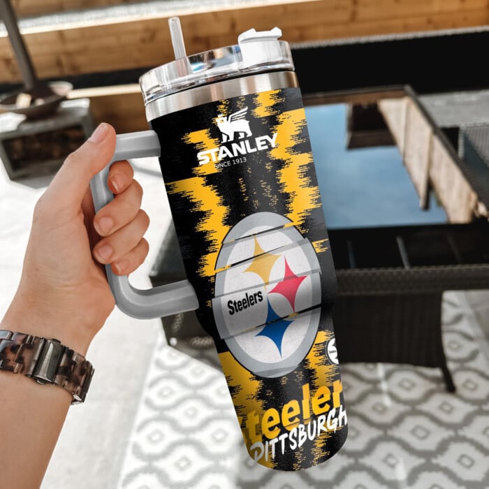 Pittsburgh Steelers NFL Custom Stanley Quencher 40oz Stainless Steel Tumbler With Handle