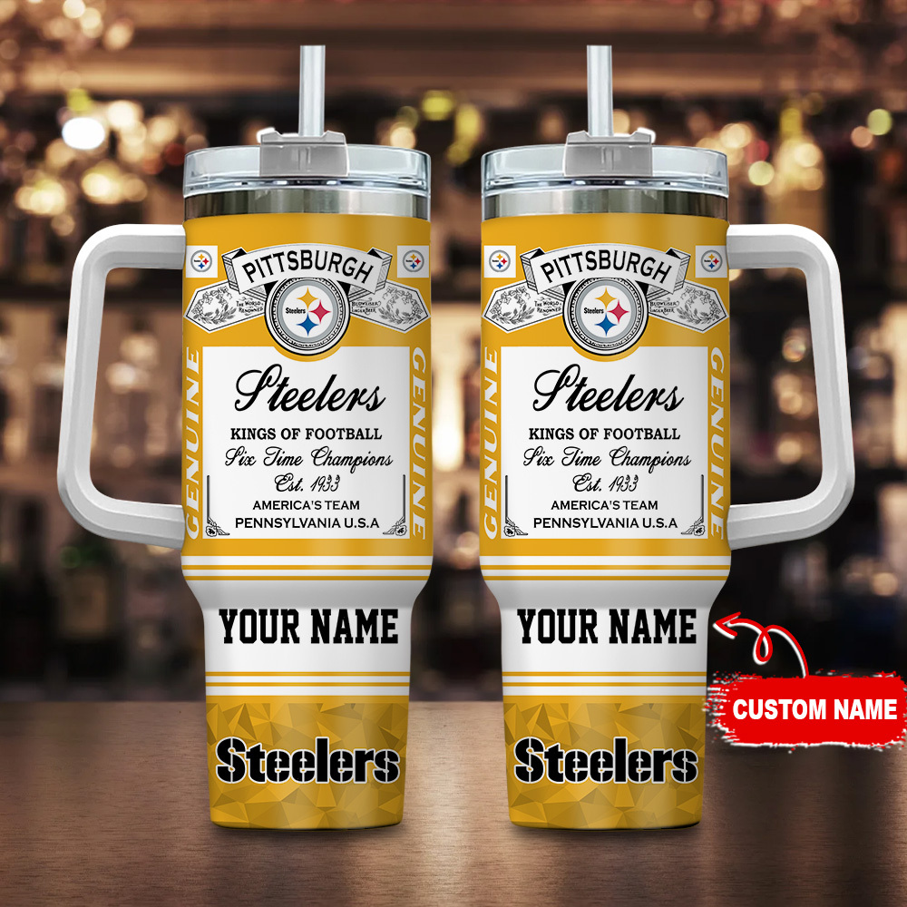 Pittsburgh Steelers NFL Custom Stanley Quencher 40oz Stainless Steel Tumbler With Handle