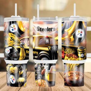 Pittsburgh Steelers NFL Custom Stanley Quencher 40oz Stainless Steel Tumbler With Handle