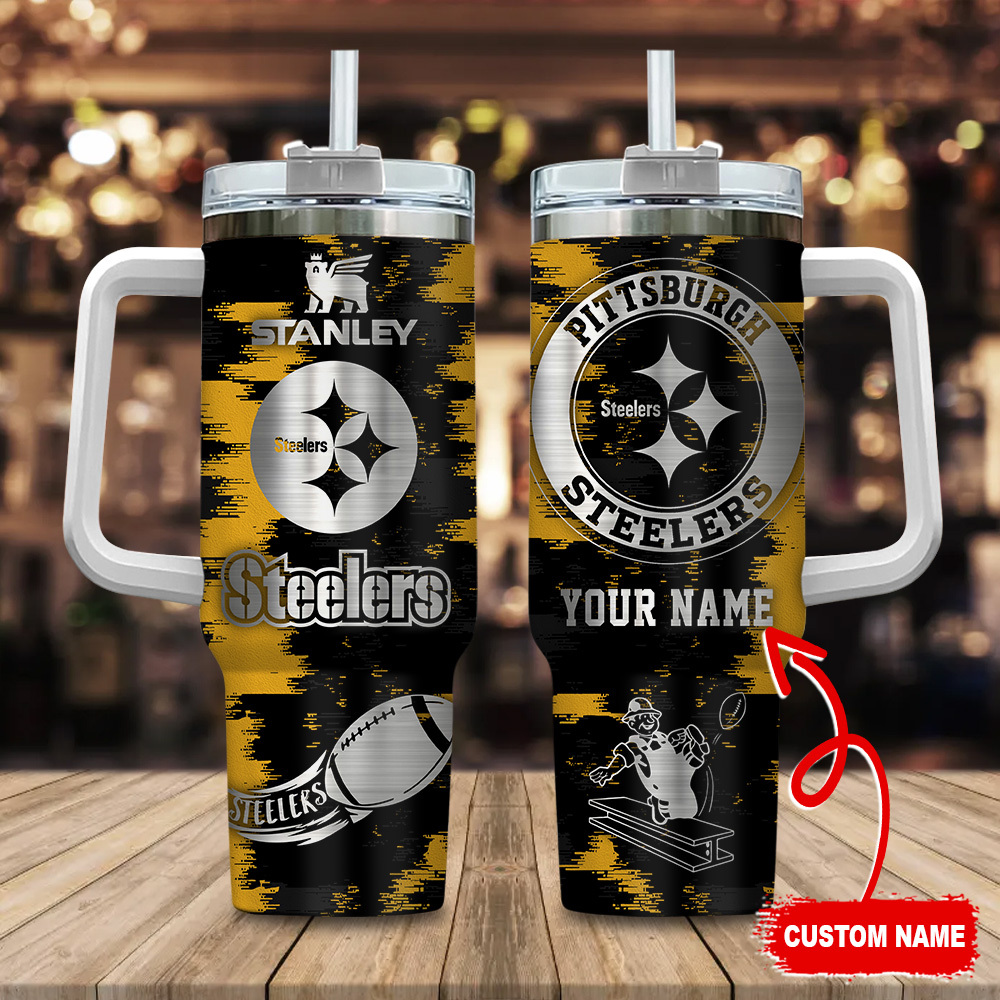 Pittsburgh Steelers NFL Custom Stanley Quencher 40oz Stainless Steel Tumbler With Handle