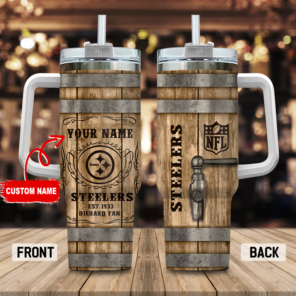 Pittsburgh Steelers NFL Custom Stanley Quencher 40oz Stainless Steel Tumbler With Handle