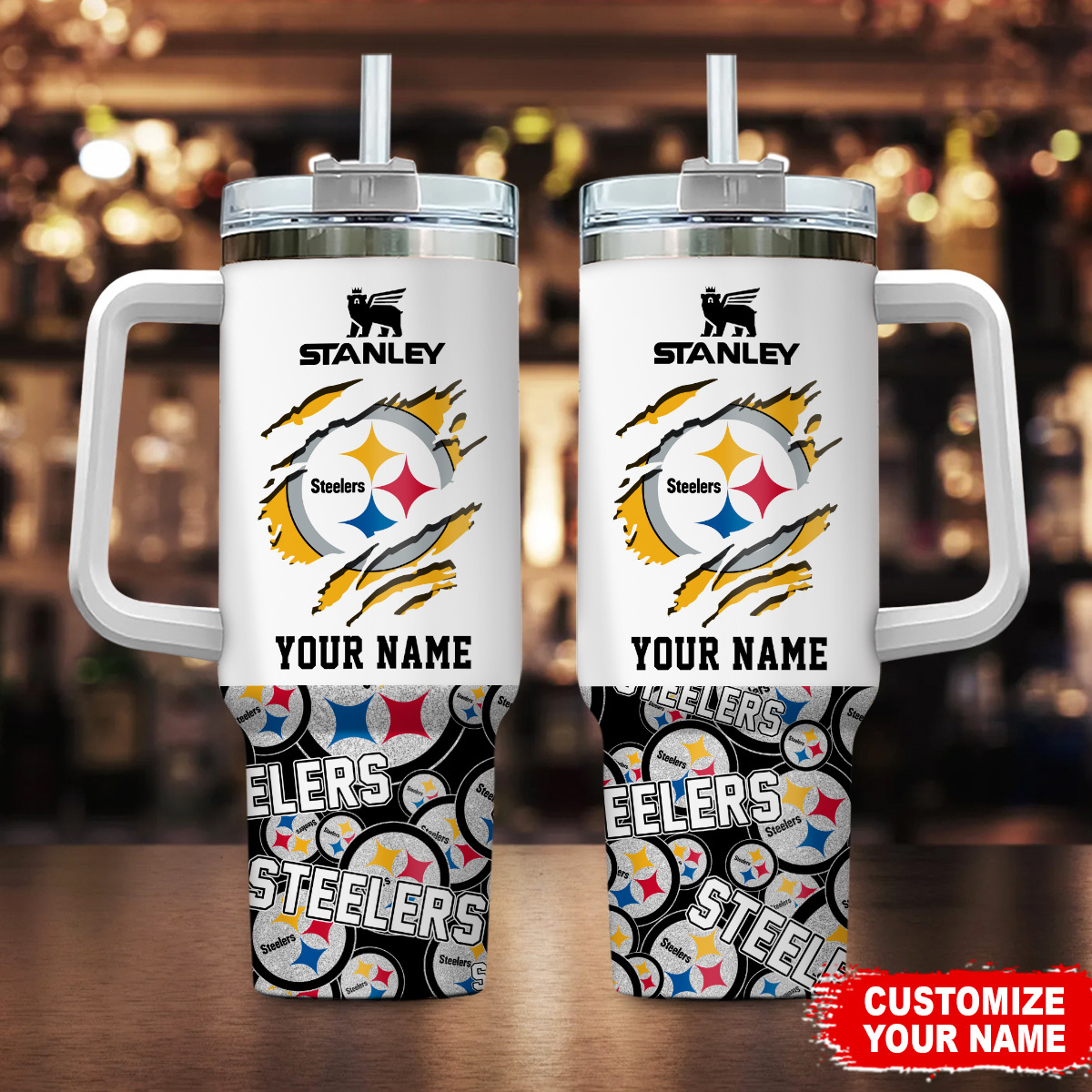 Pittsburgh Steelers NFL Custom Stanley Quencher 40oz Stainless Steel Tumbler With Handle