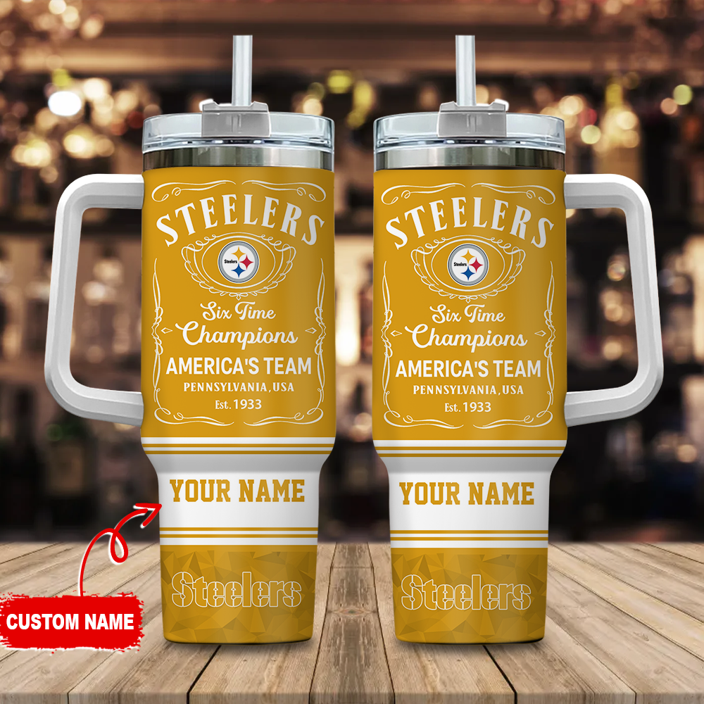 Pittsburgh Steelers NFL Custom Stanley Quencher 40oz Stainless Steel Tumbler With Handle