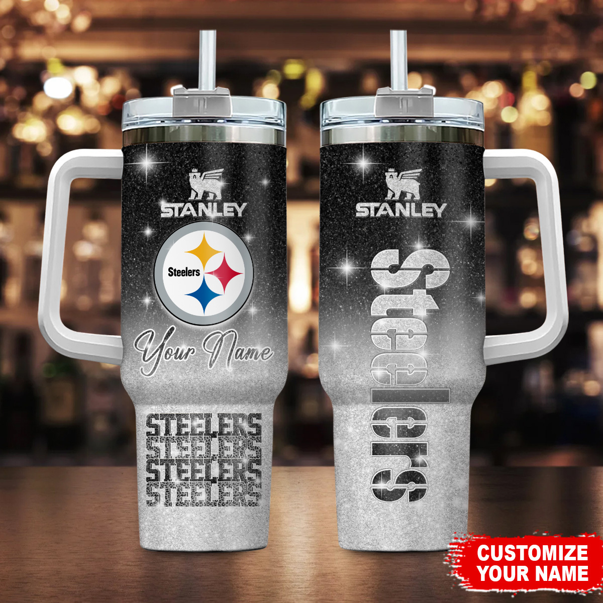 Pittsburgh Steelers NFL Custom Stanley Quencher 40oz Stainless Steel Tumbler With Handle