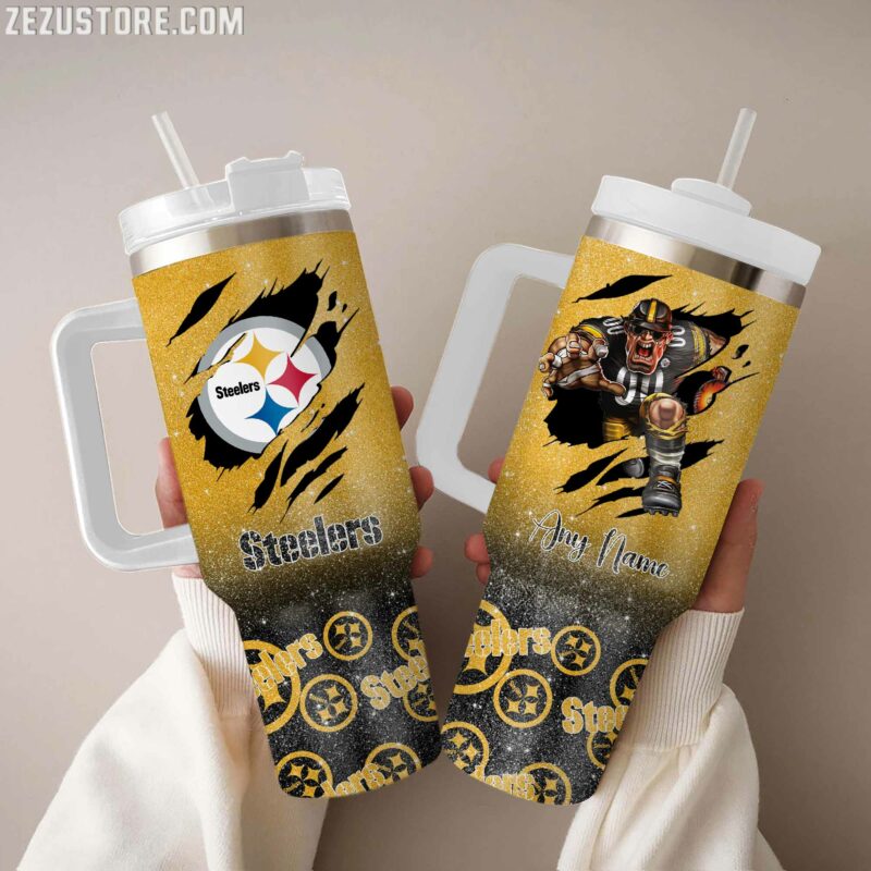 Pittsburgh Steelers NFL Custom Stanley Quencher 40oz Stainless Steel Tumbler With Handle
