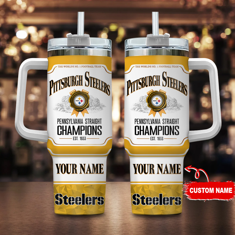 Pittsburgh Steelers NFL Jim Beam Custom Stanley Quencher 40oz Stainless Steel Tumbler With Handle