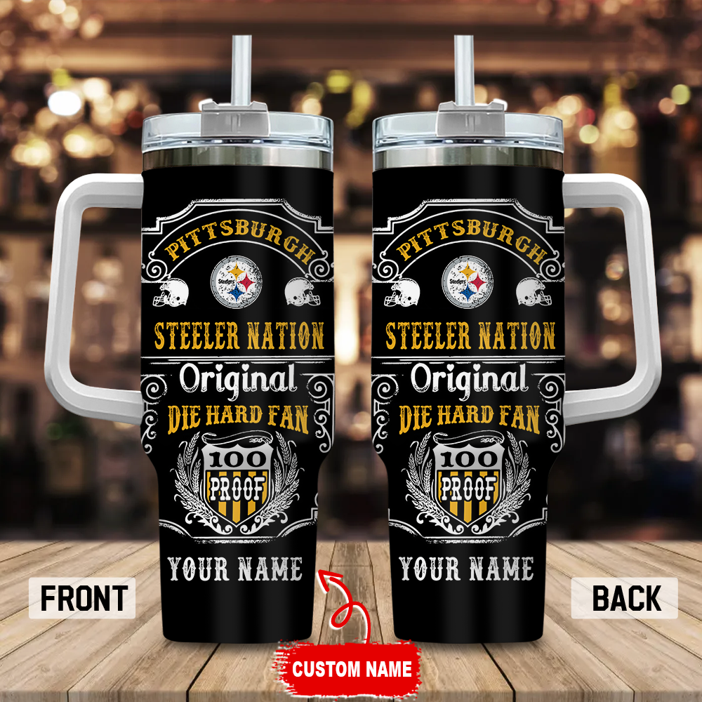 Pittsburgh Steelers NFL Original Diehard Fan Custom Stanley Quencher 40oz Stainless Steel Tumbler With Handle