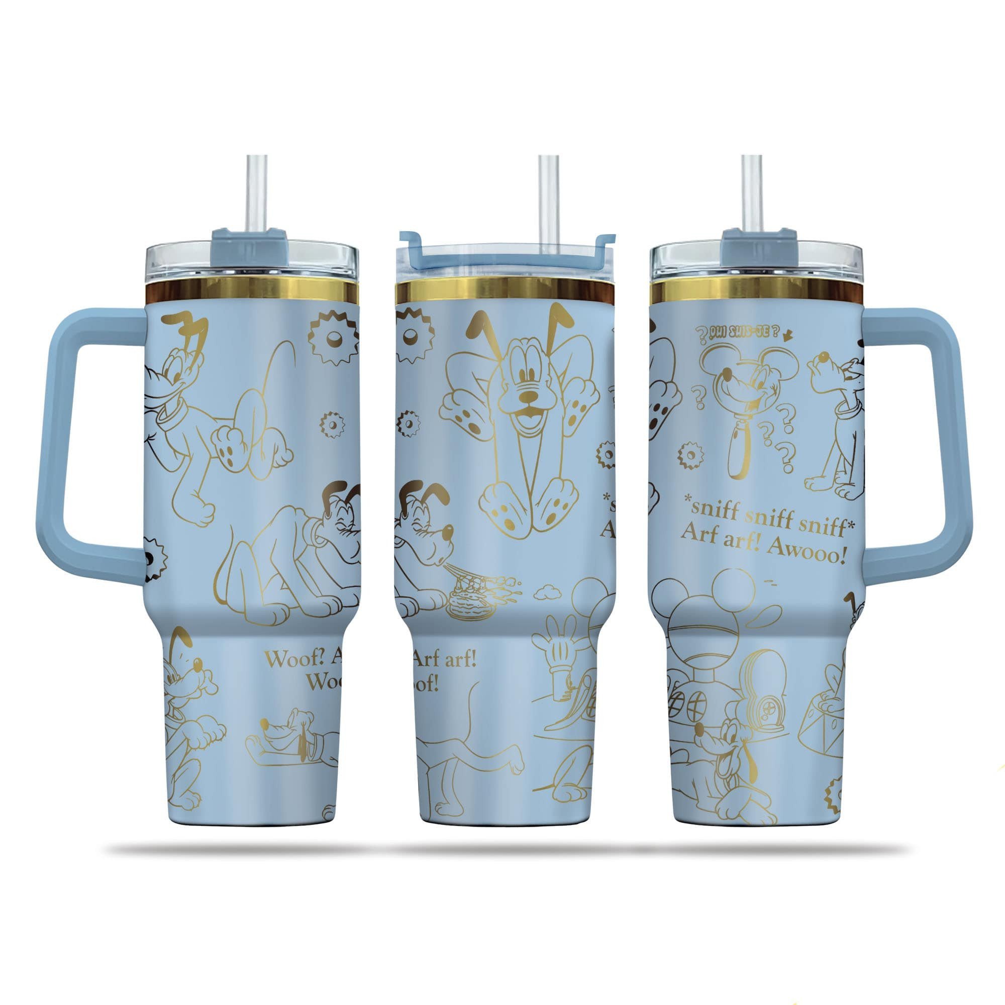 Pluto Cartoon Custom Stanley Quencher 40oz Stainless Steel Tumbler With Handle