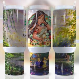 Pocahontas Disney Cartoon Custom Stanley Quencher 40oz Stainless Steel Tumbler With Handle