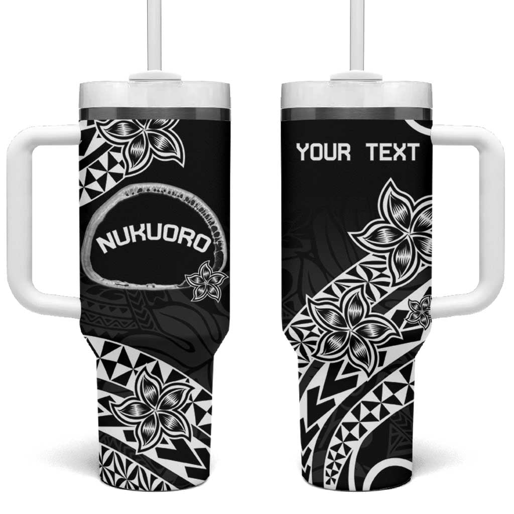Pohnpei Nukuoro Micronesia Polynesian Tattoo Curves Black Custom Stanley Quencher 40oz Stainless Steel Tumbler With Handle