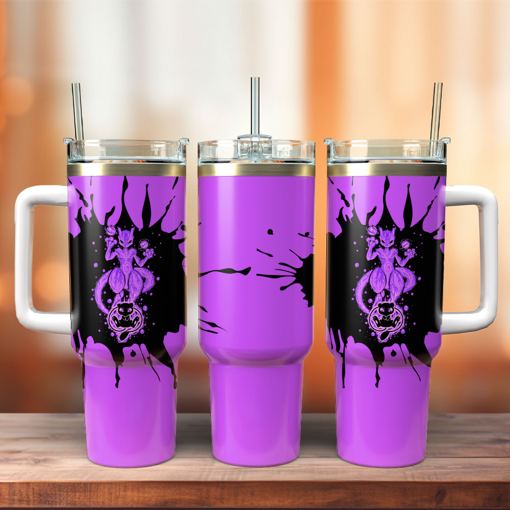Pokemon Cartoon Custom Stanley Quencher 40oz Stainless Steel Tumbler With Handle