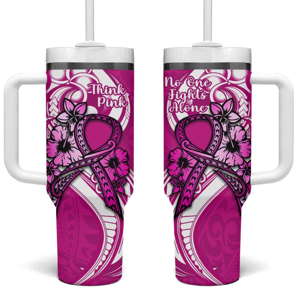 Polynesia Breast Cancer Awareness Custom Stanley Quencher 40oz Stainless Steel Tumbler With Handle