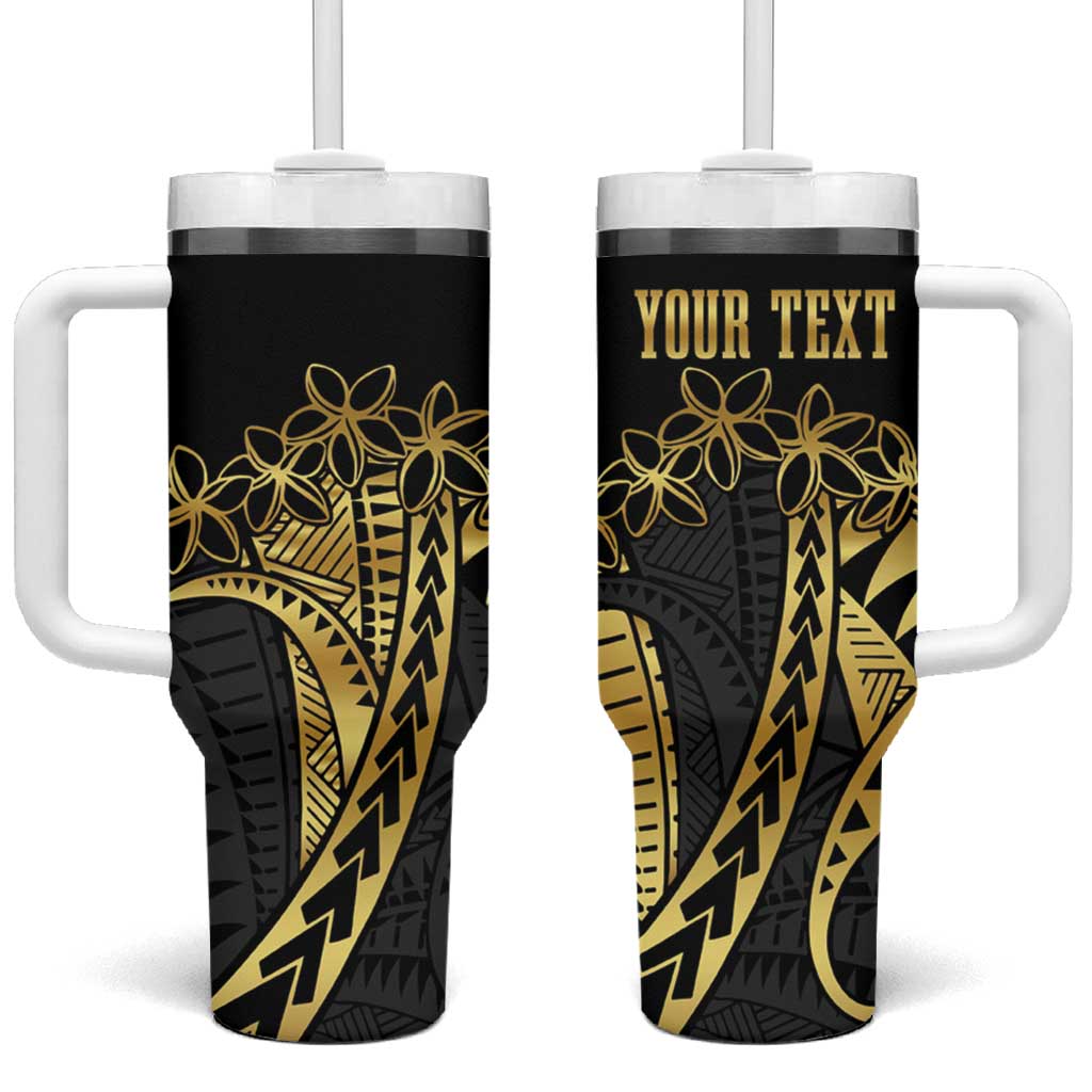 Polynesia Plumeria Gold Custom Stanley Quencher 40oz Stainless Steel Tumbler With Handle