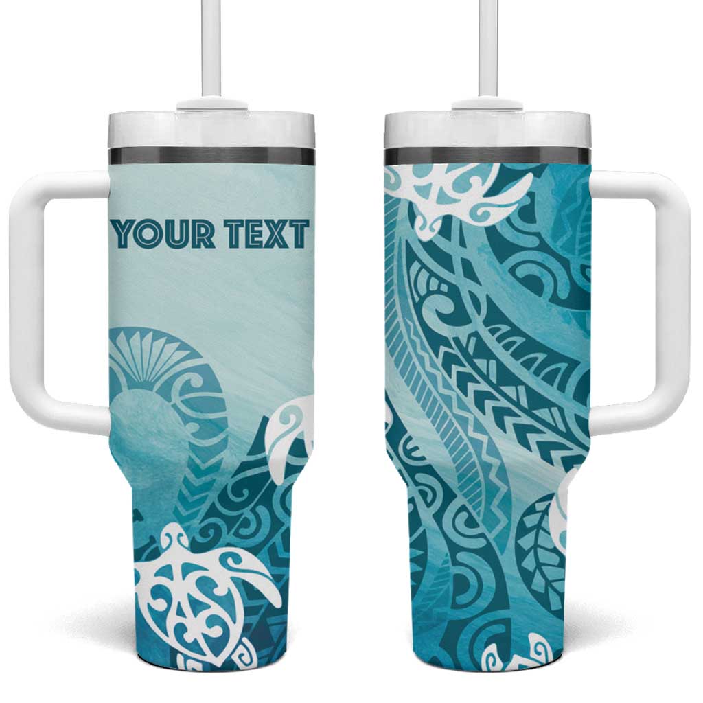 Polynesia Turtle Watercolor Abstract Custom Stanley Quencher 40oz Stainless Steel Tumbler With Handle