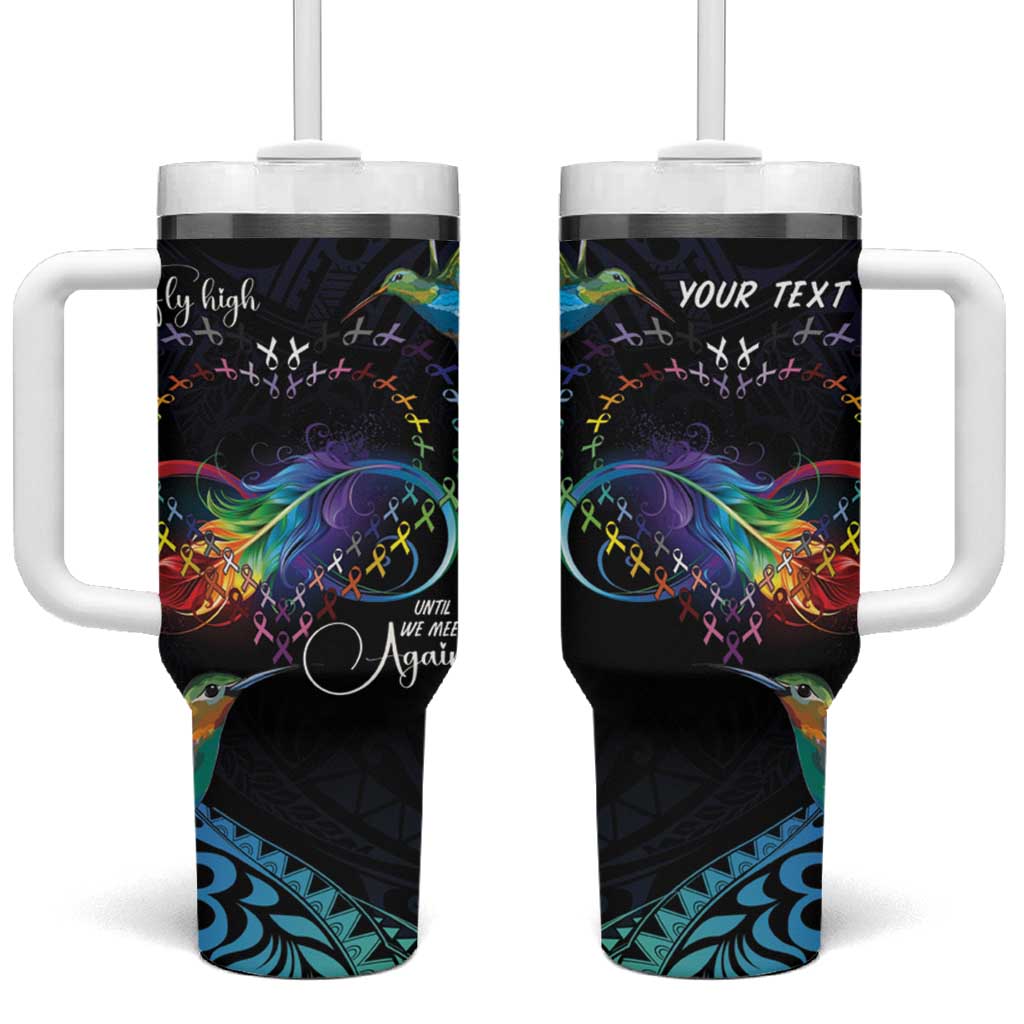 Polynesian Cancers Awareness Hummingbird Fly High Until We Meet Again Custom Stanley Quencher 40oz Stainless Steel Tumbler With Handle