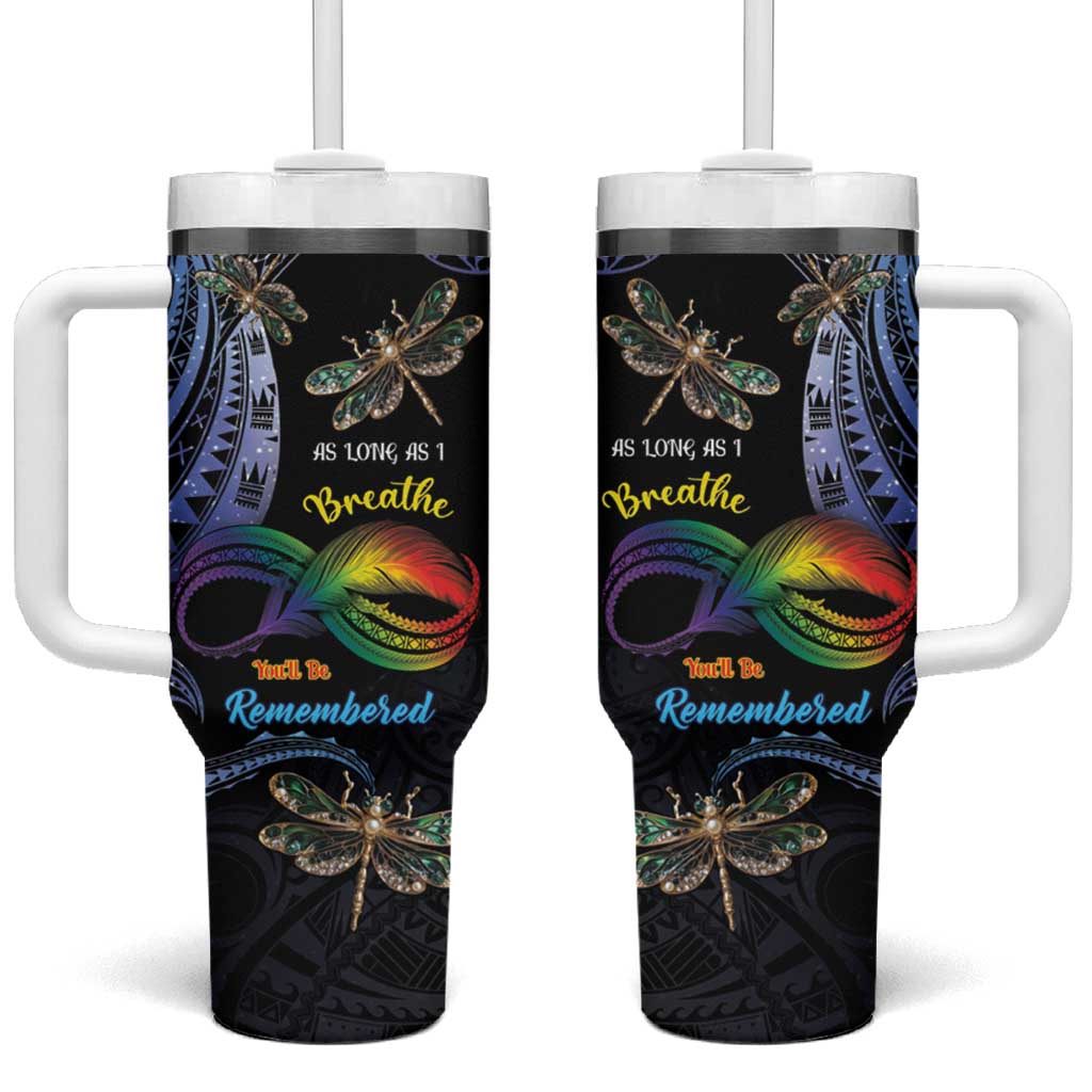Polynesian Memorial As Long As I Breathe You'll Be Remembered Custom Stanley Quencher 40oz Stainless Steel Tumbler With Handle