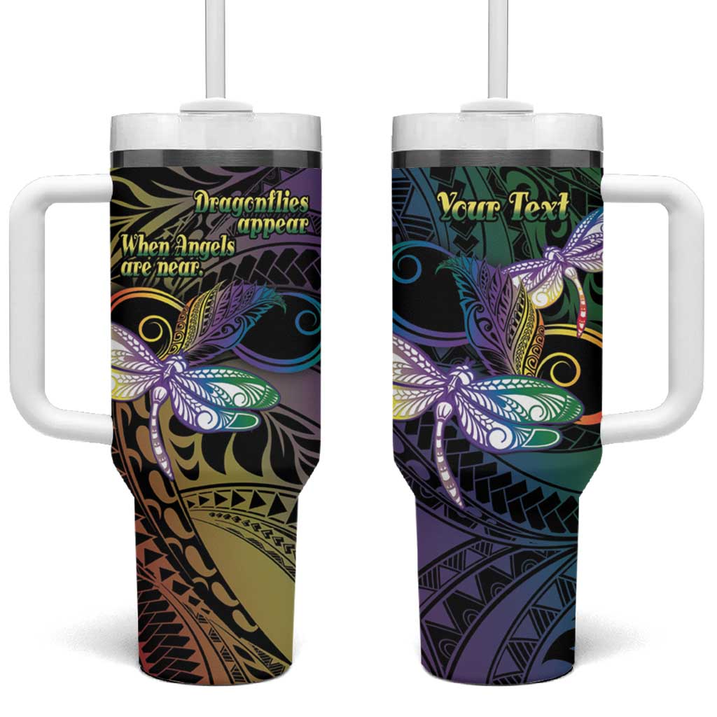 Polynesian Memorial Dragonflies Appear When Angels Are Near Custom Stanley Quencher 40oz Stainless Steel Tumbler With Handle