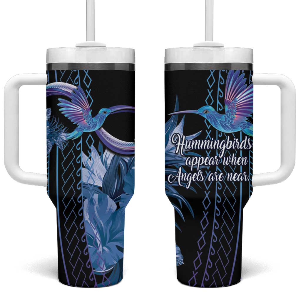 Polynesian Memorial Hummingbirds Appear When Angels Are Near Custom Stanley Quencher 40oz Stainless Steel Tumbler With Handle