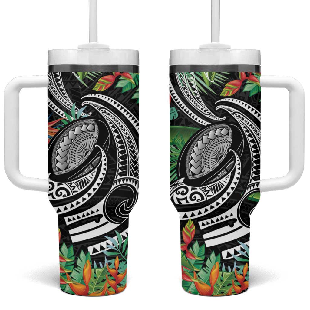 Polynesian Pacific Rugby Tribal Tropical Custom Stanley Quencher 40oz Stainless Steel Tumbler With Handle