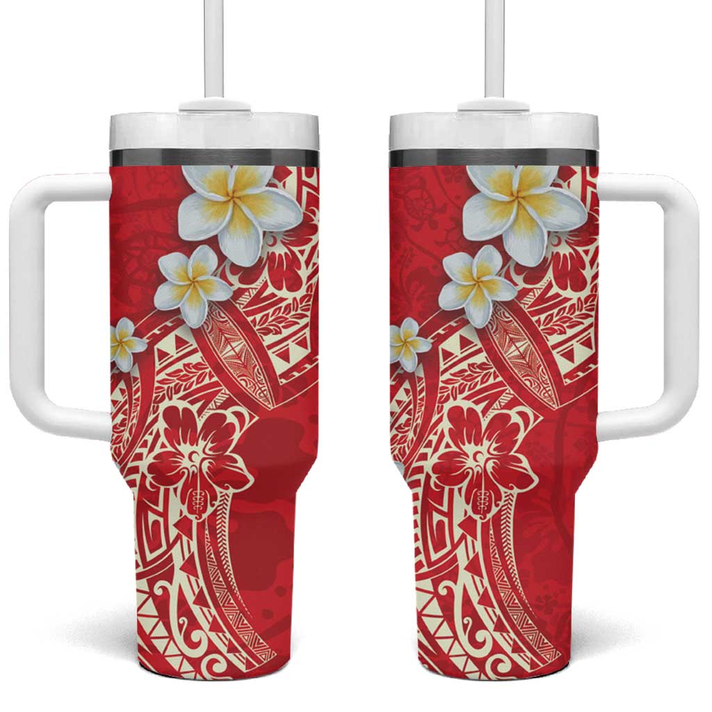 Polynesian Tattoos Frangipani Hibiscus Turtles and Tribal Motifs Vintage Custom Stanley Quencher 40oz Stainless Steel Tumbler With Handle