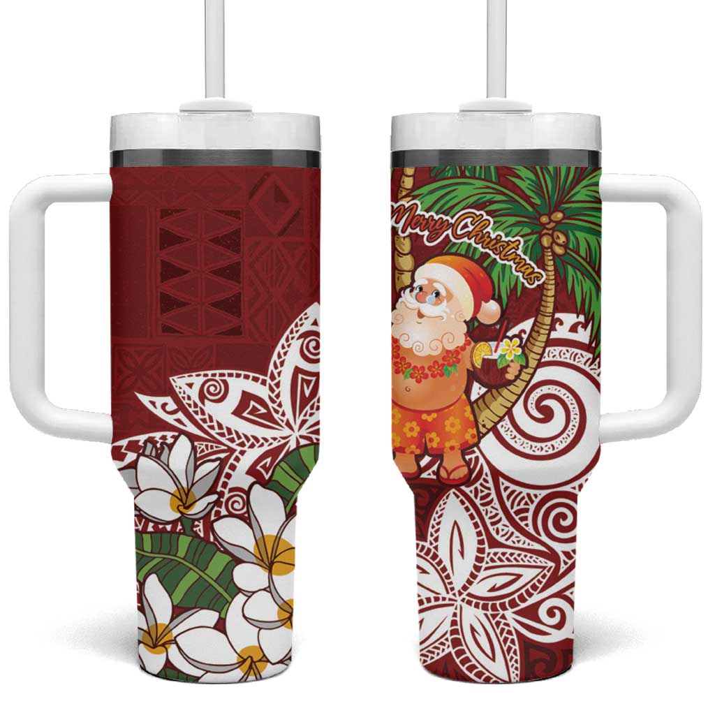 Polynesian Tropical anta Plumeria Red Vintage Custom Stanley Quencher 40oz Stainless Steel Tumbler With Handle