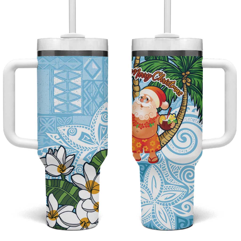 Polynesian Tropical anta Plumeria Turquoise Vintage Custom Stanley Quencher 40oz Stainless Steel Tumbler With Handle