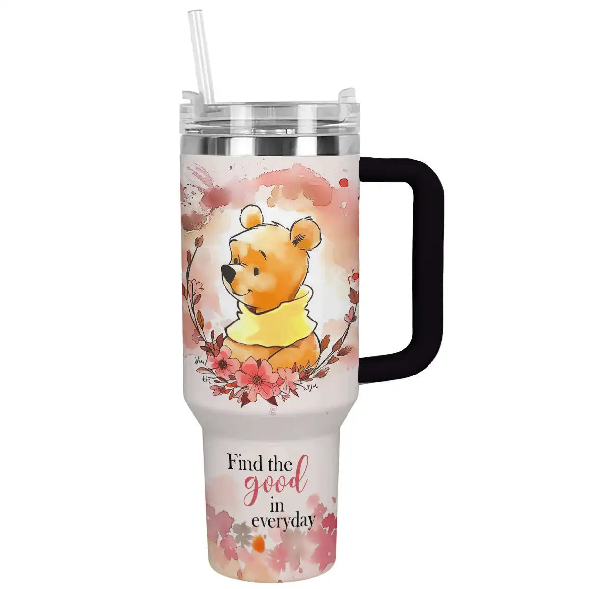 Pooh Custom Stanley Quencher 40oz Stainless Steel Tumbler With Handle