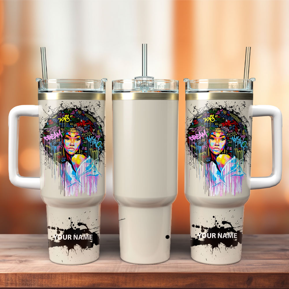 Pop Women Artwork Custom Stanley Quencher 40oz Stainless Steel Tumbler With Handle