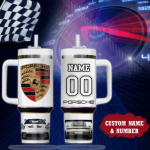 Porsche Car Custom Stanley Quencher 40oz Stainless Steel Tumbler With Handle