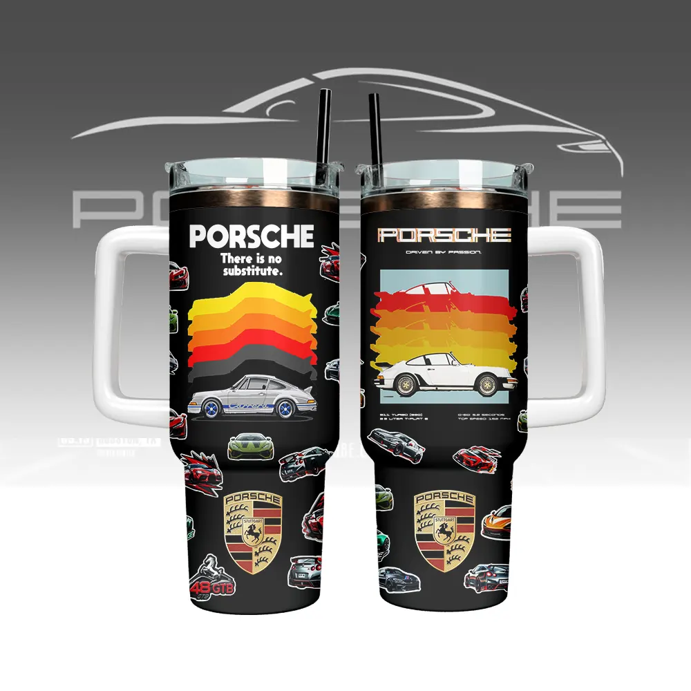 Porsche Custom Stanley Quencher 40oz Stainless Steel Tumbler With Handle