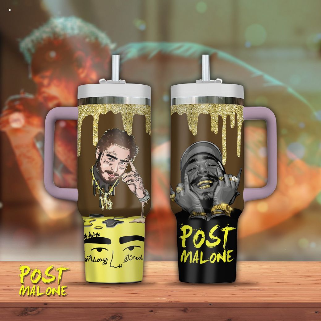 Post Malone Music Custom Stanley Quencher 40oz Stainless Steel Tumbler With Handle