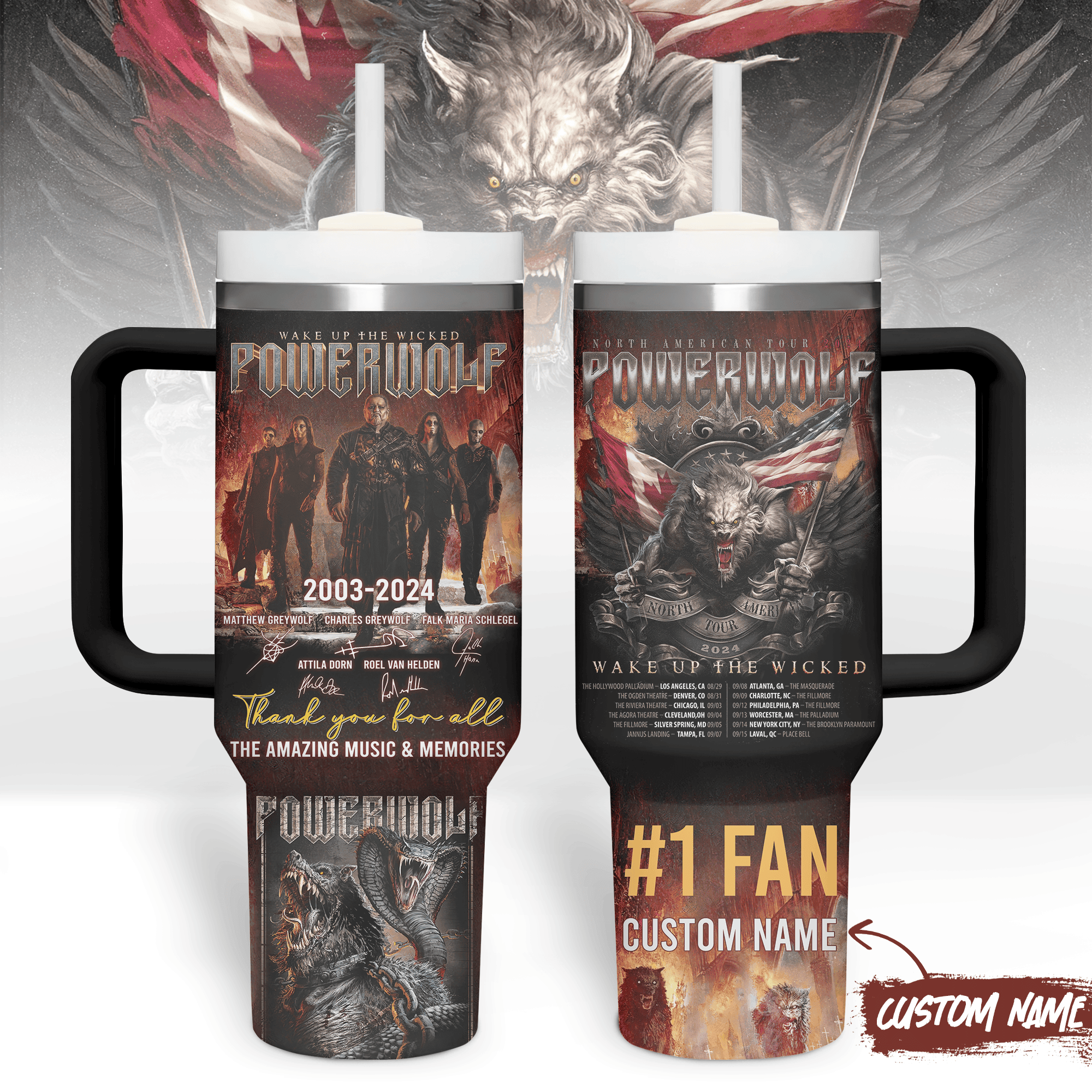 Powerwolf Music Custom Stanley Quencher 40oz Stainless Steel Tumbler With Handle