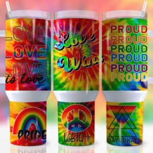 Pride Love LGBTQ+ Custom Stanley Quencher 40oz Stainless Steel Tumbler With Handle
