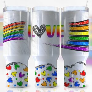 Pride Love LGBTQ+ Custom Stanley Quencher 40oz Stainless Steel Tumbler With Handle