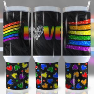 Pride Love LGBTQ+ Custom Stanley Quencher 40oz Stainless Steel Tumbler With Handle
