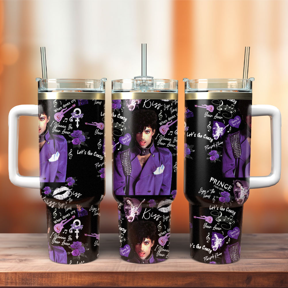 Prince Music Custom Stanley Quencher 40oz Stainless Steel Tumbler With Handle
