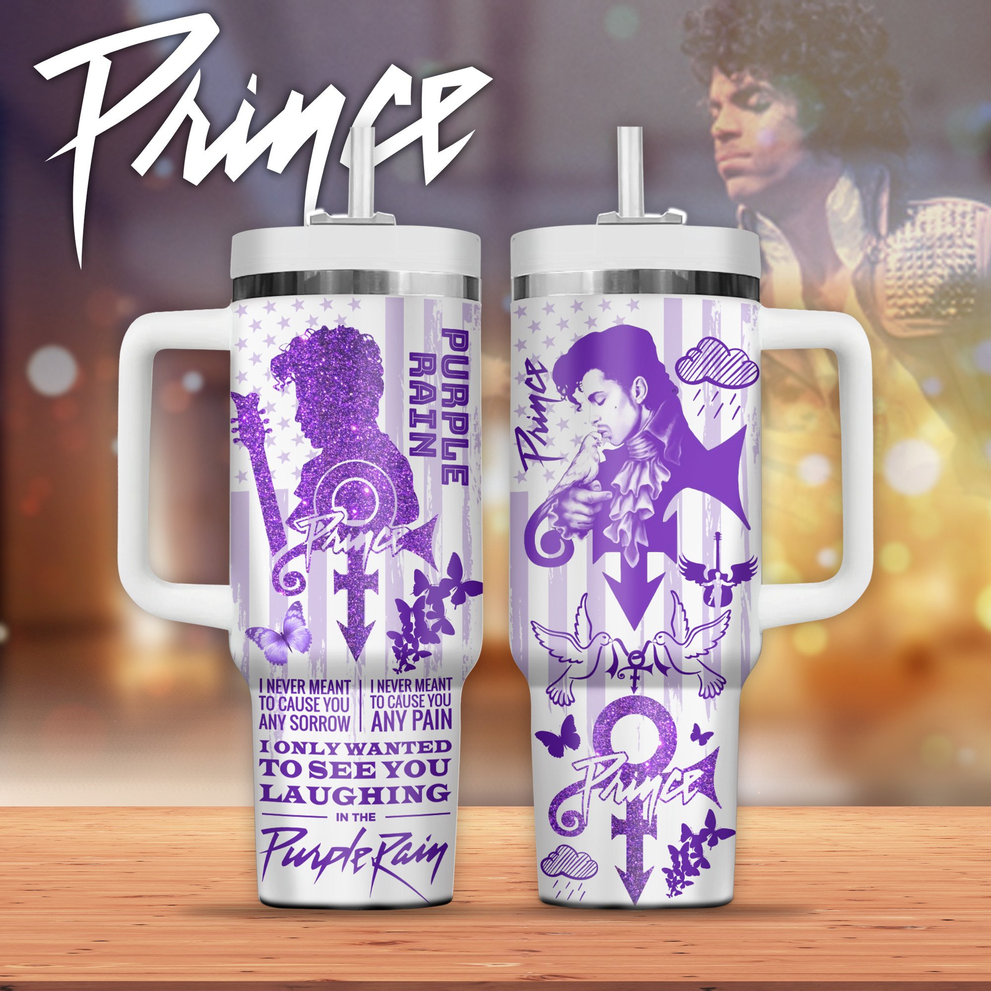 Prince Music Custom Stanley Quencher 40oz Stainless Steel Tumbler With Handle