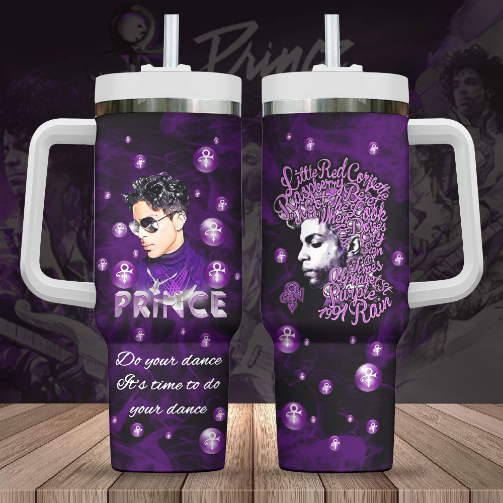 Prince Music Custom Stanley Quencher 40oz Stainless Steel Tumbler With Handle